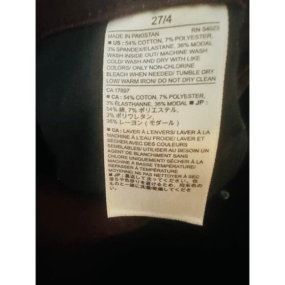 BANANA REPUBLIC Burgundy Maroon Skinny Fit Coated Denim Jeans size 27 - Picture 10 of 11